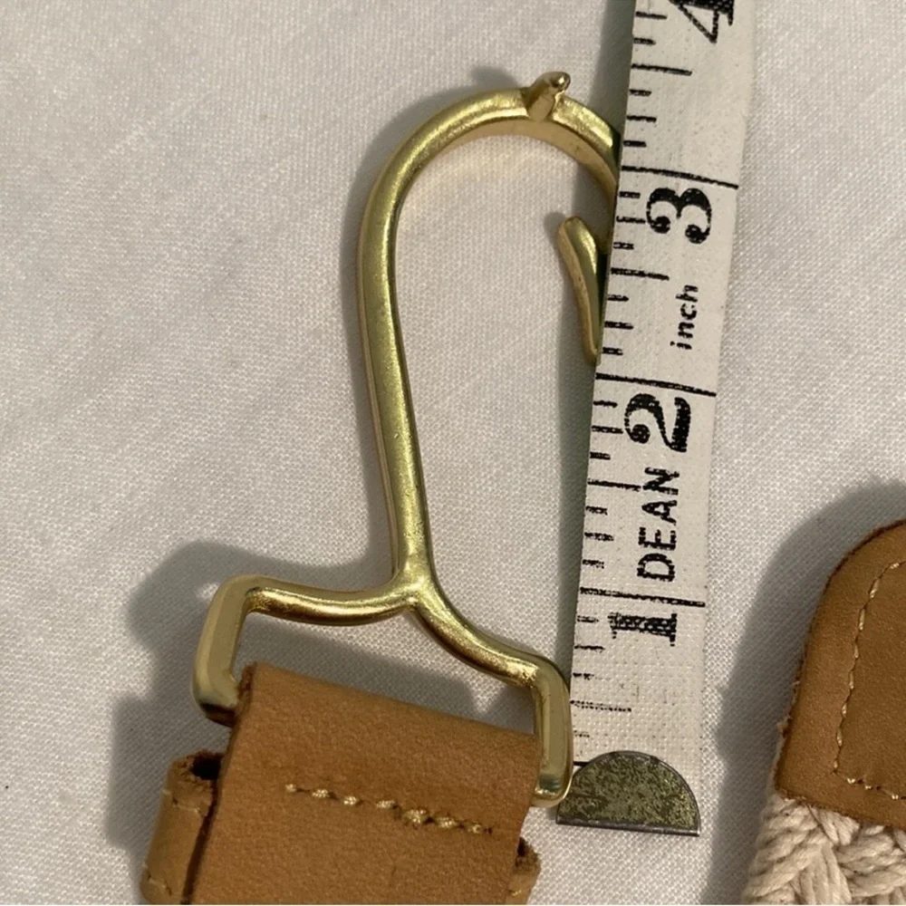 Braided Natural Rope Belt with Brass Hook Buckle - Size Large